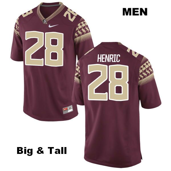 Men's NCAA Nike Florida State Seminoles #28 Gilbert Henric Jr. College Big & Tall Red Stitched Authentic Football Jersey GRR4869HA